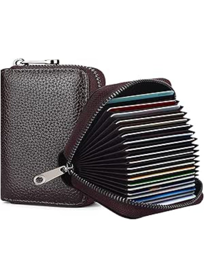 Men's and Women's Genuine Leather Zipper Credit Card Holder ,